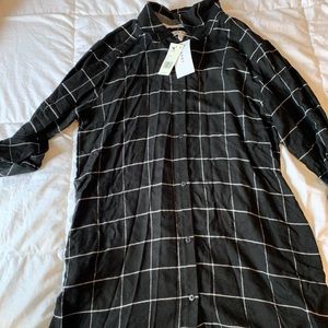 DKNY Long Sleeve Cotton Blend Flannel Sleepshirt